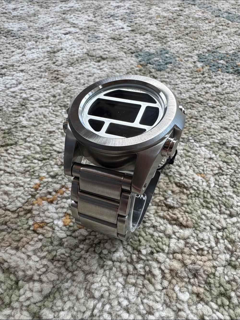 Nixon Unit SS Digital Watch in Silver and Red New In Box
